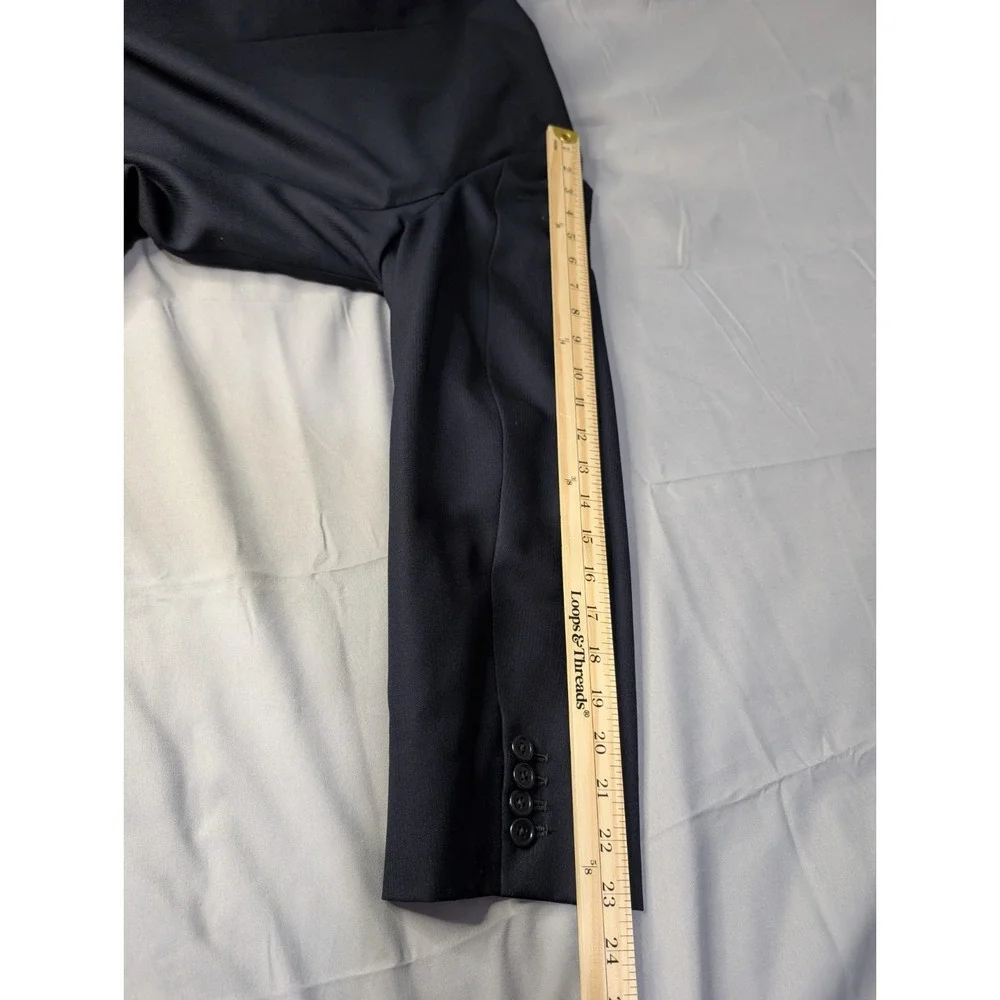 Vtg Bespoke Hong Kong Tailored Navy Blazer A. Man Hing Cheong Custom‎ Lined 42R